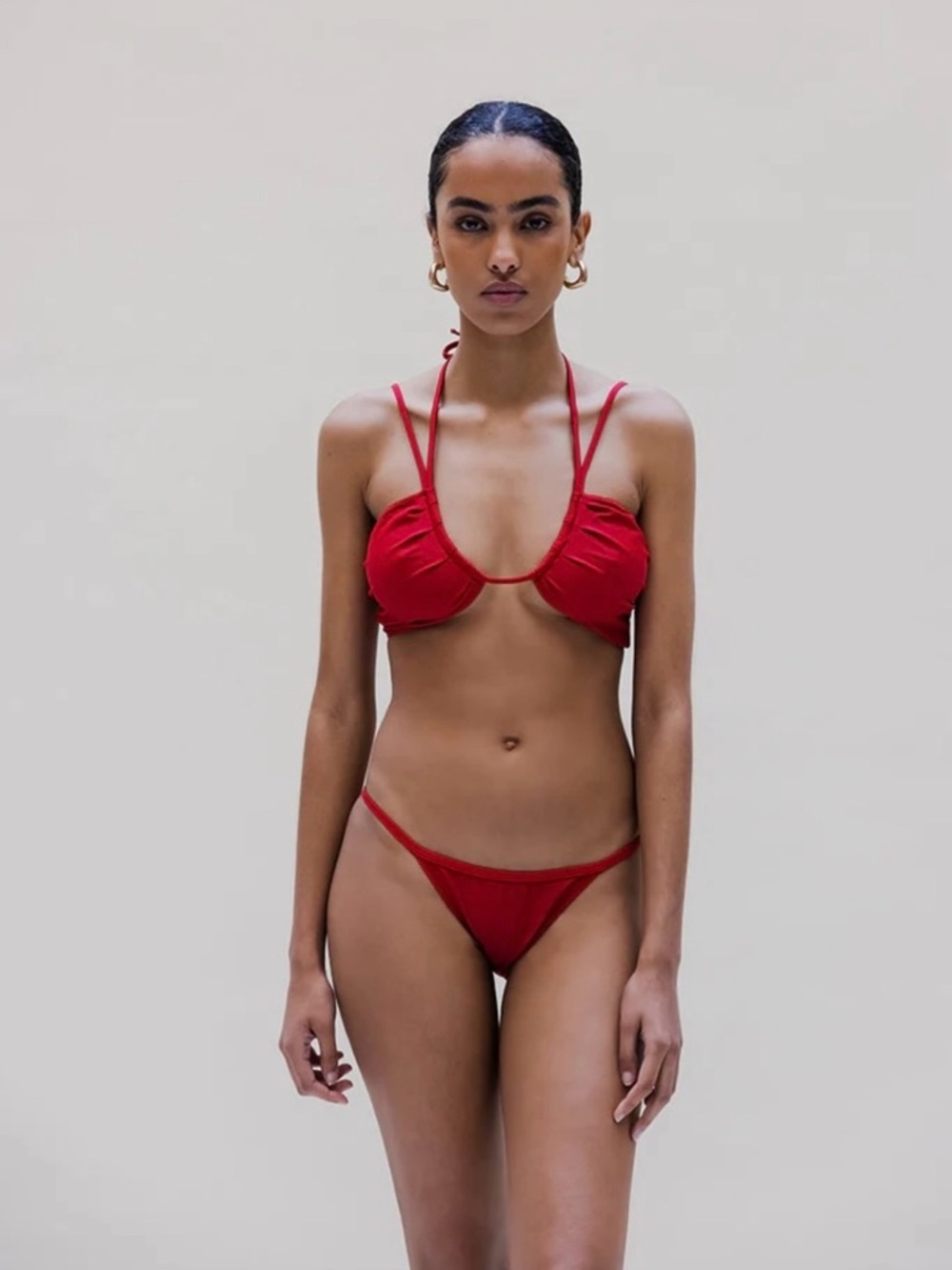 Musier Paris Size Medium Red Bikini NWT Daya Top Swim Cheeky Bottoms *Used*